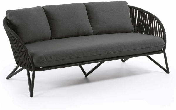 Udendørs 3-personers lounge sofa Kave Home Branzie sort L180ÃD90ÃH77 cm
